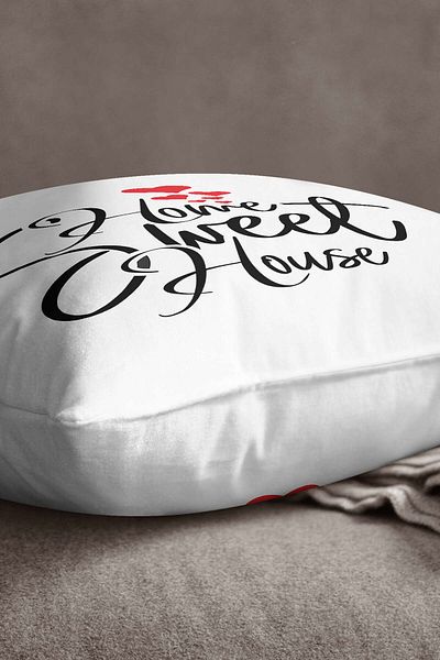 INSENSE HOME Velvet Babyface White Black Home Sweet Home Written Digital Printing Μαξιλαροθήκη Ριχτάρι - Cgh405