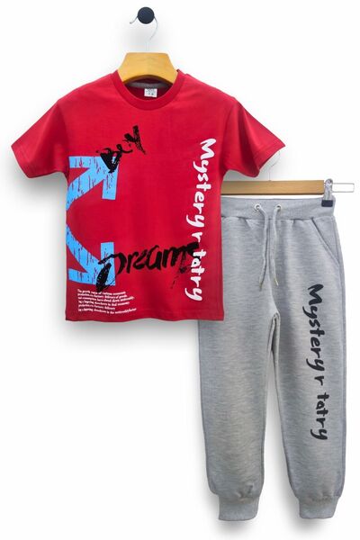 TRİLİYA Boys' Set - Comfortable T-Shirt and Sweatpants, Stylish Design