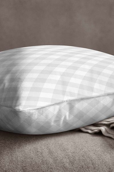 INSENSE HOME Husă de pernă catifea Babyface, gri alb, în carouri - Kd-cgh1043