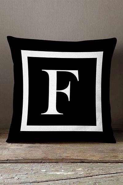 INSENSE HOME Husă de pernă din catifea Babyface cu litere duble laterale - Litera F - 43x43 Cm