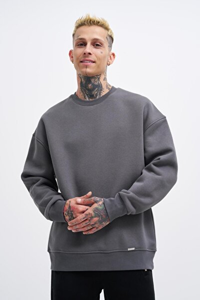 Machinist Чоловічий базовий велосипедний комір Oversize антрацитовий світшот