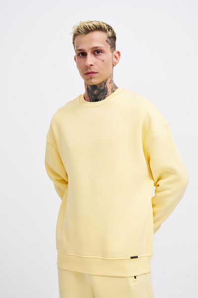 Machinist Ανδρικό κίτρινο φούτερ Basic Crew Neck Oversize