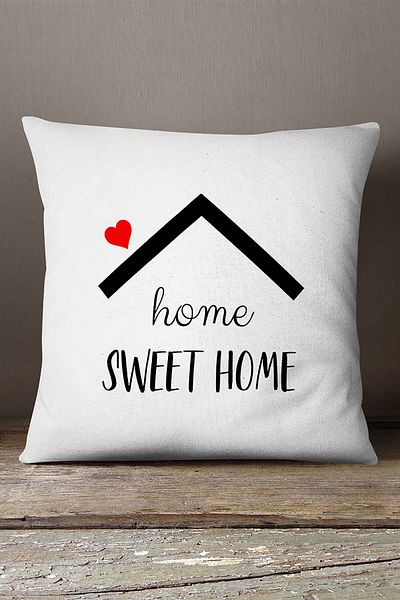 INSENSE HOME Velvet Babyface White Black Home Sweet Home Written Digital Printing Μαξιλαροθήκη Ριχτάρι - Cgh457