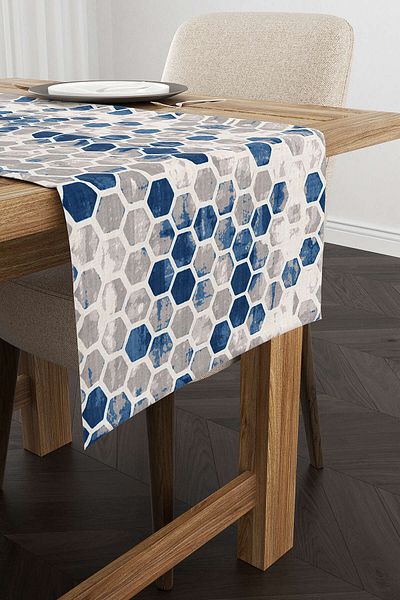 Cango Home Albastru Gri Geometric Fagure Model Digital Printed Runner - Yst11-rn
