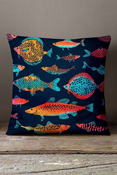 INSENSE HOME Кадиффе Babyface Помаранчево-синя подушка з фігуркою рибки - Cgh236