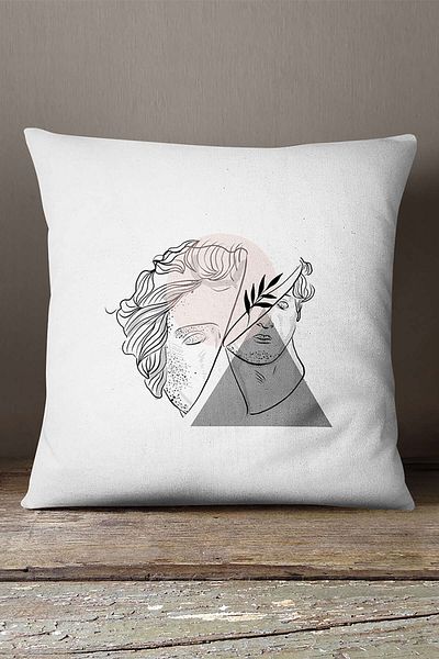 INSENSE HOME Βελούδινο Babyface Λευκό Ροζ Μοντέρνο Γλυπτό Φιγούρα Ψηφιακή εμπριμέ θήκη μαξιλαριού Cgh539
