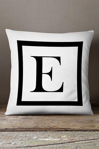 INSENSE HOME Husă de pernă din catifea Babyface, cu două fețe, cu litere alb-negru, imprimată digital - E