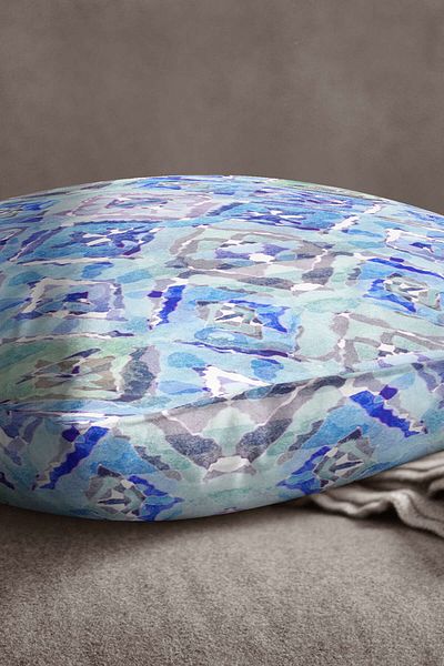INSENSE HOME Husă de pernă din catifea Babyface, albastru, verde, etnică, cu modele abstracte - Cgh259
