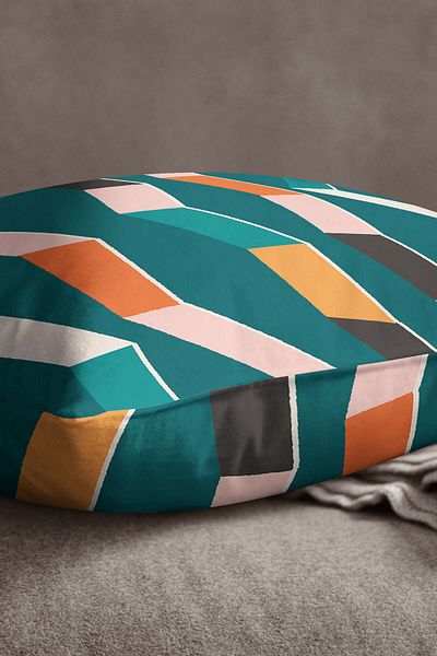 INSENSE HOME Husă de pernă catifea Babyface Albastru Portocaliu Modern Figure Throw - Cgh176