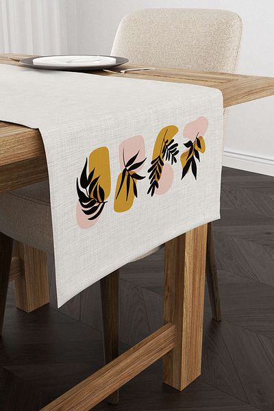 Cango Home Yellow Black Modern Bohemian Leaf Patterned Digital Printed Runner 4kmbs103-rn