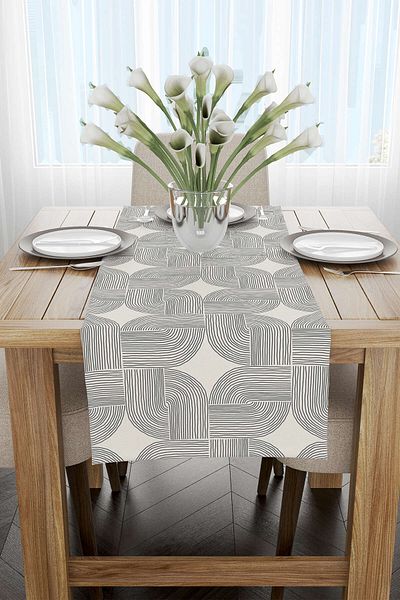 Cango Home Κρεμ μαύρο Bohemian Scandinavian μοτίβο ψηφιακής εκτύπωσης Runner Cgh1223-rn