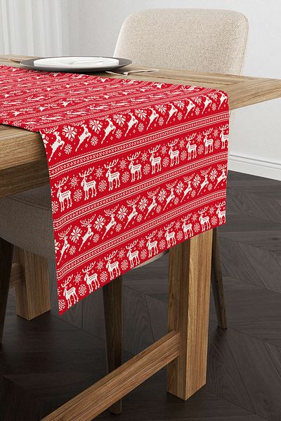 Cango Home Red Christmas Themed Digital Printed Runner Cgh220-rn