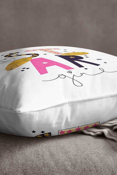 INSENSE HOME Husă de pernă din catifea Babyface White Star, cu imprimare digitală decorativă, scrisă - Cgh481