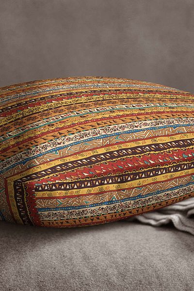 Cango Home Velvet Babyface Orange Ethnic African Patterned Digital Printed Throw Pillow Cover-kd-cgh1262