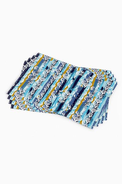 Cango Home Set de 4 servicii americane cu dungi albastre și albe imprimate digital Cgh070-as