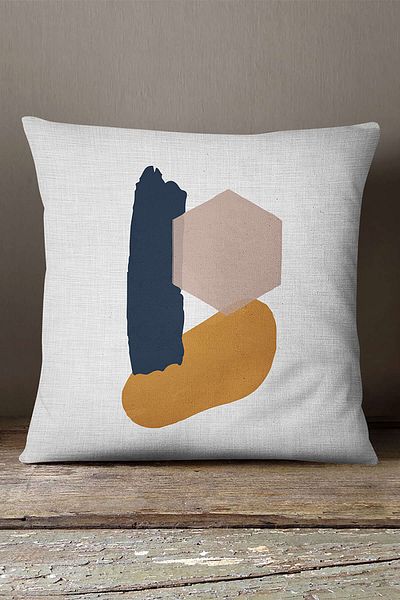INSENSE HOME Βελούδινο Babyface Beige Navy Blue Bohemian Style Leaf μοτίβο με εμπριμέ μαξιλαροθήκη Cgh702