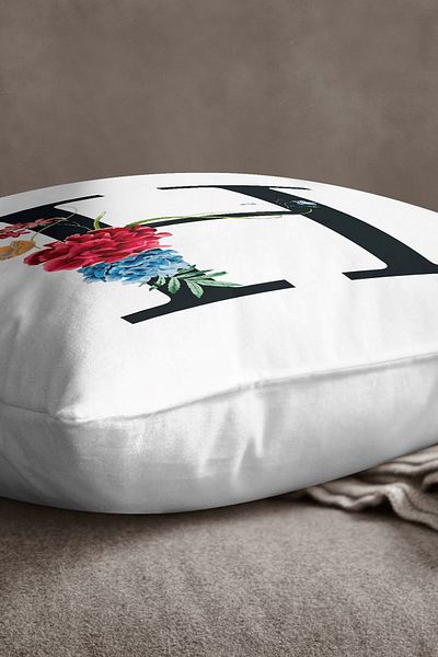 INSENSE HOME Velvet Babyface Double Sided Red Floral Letter Throw Pillow Cover - Letter H