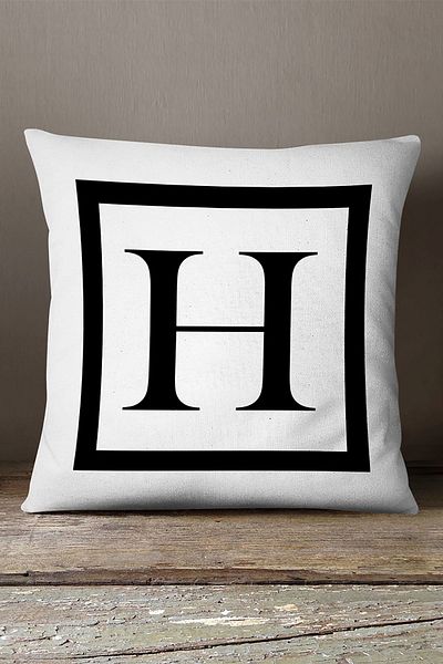 INSENSE HOME Βελούδινο Babyface Διπλής Όψης Μαύρο και άσπρο γράμμα Ψηφιακή εμπριμέ θήκη μαξιλαριού - H