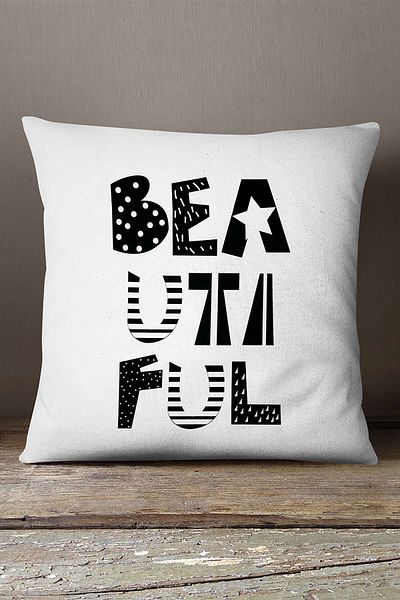 INSENSE HOME Velvet Babyface Alb Negru Frumos Scris Modern Imprimare Digitală Aruncă Față de Pernă - Cgh393