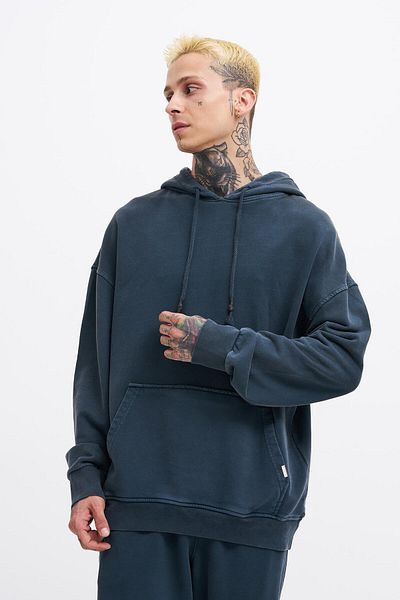 Machinist Ανδρικό φούτερ Basic Solid Hooded Oversize Washed Anthracite