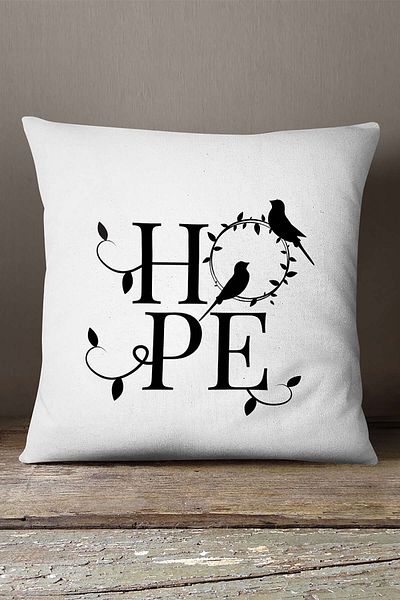 INSENSE HOME Velvet Babyface White Black Hope Written Printing Digital Throw Husa de perna - Cgh414