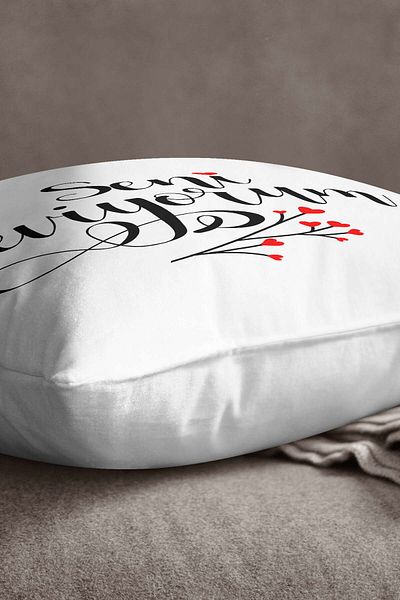 INSENSE HOME Velvet Babyface Alb Negru I Love You Written Imprimare Digitală Husă de pernă pentru pernă - Cgh389