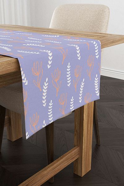 Cango Home Μωβ Λευκό Διακοσμητικό Floral Runner - Cgh193-rn