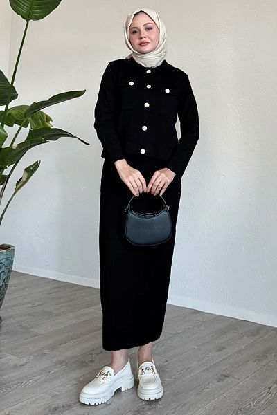 InStyle Černý oblek se sukní a bundou