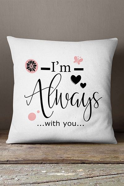 INSENSE HOME Velvet Babyface White Pink I'm Always With You Written Digital Printing Throw Μαξιλαροθήκη - Cgh424