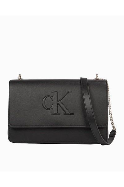 Calvin Klein Sculpted Flap Chain Detailed Crossbody Bag