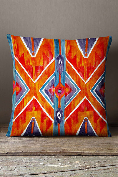 INSENSE HOME Кадиффе Babyface Помаранчево-синя подушка з етнічним візерунком ...