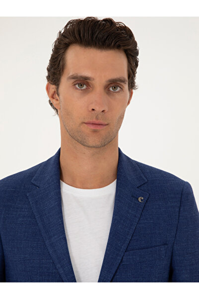 Cacharel Mavi Slim Fit Keten Karışımlı Ceket 50264777-VR028