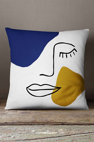 INSENSE HOME Velvet Babyface, alb, negru, modern, siluetă, model, imprimare digitală, pernă, husă de pernă Cgh521