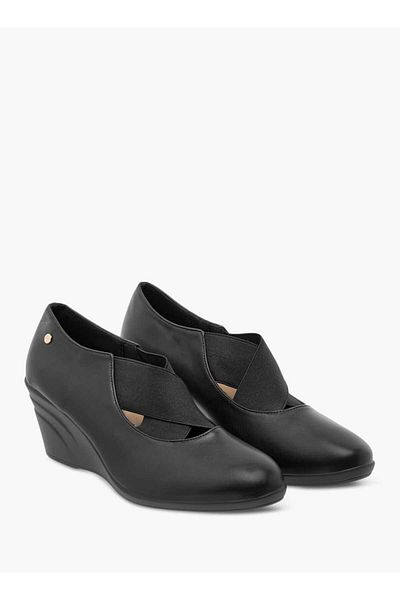 Flora Bella by Shoexpress Flora Bella Monogram Printed Slip-On Pumps with Wedge Heels