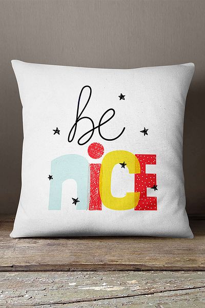 INSENSE HOME Velvet Babyface White Black Be Nice Written Μοντέρνα Ψηφιακή Εκτύπωση Μαξιλαροθήκη Ριχτάρι - Cgh387