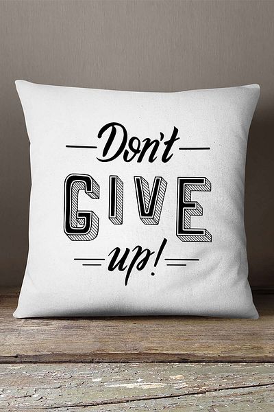 INSENSE HOME Velvet Babyface Alb Negru Dont Give Up Scris Imprimare Digitală Aruncă Față de Pernă - Cgh409