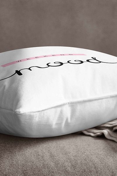 INSENSE HOME Velvet Babyface White Black Weekend Mood Written Digital Printing Μαξιλαροθήκη για ριχτάρι - Cgh441