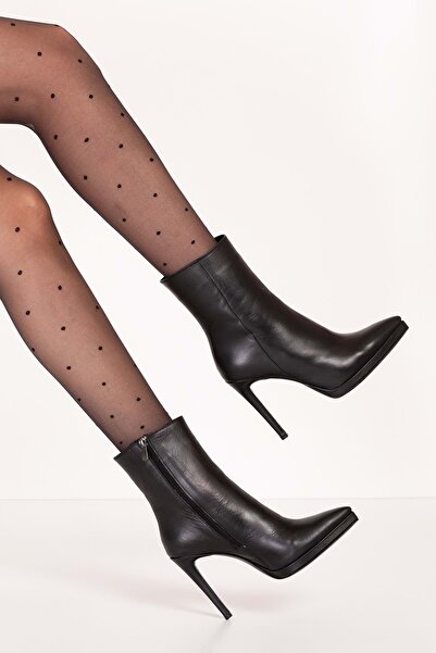 Gondol Γυναικείες κομψές μπότες με λεπτό τακούνι από γνήσιο δέρμα Mnz.240080