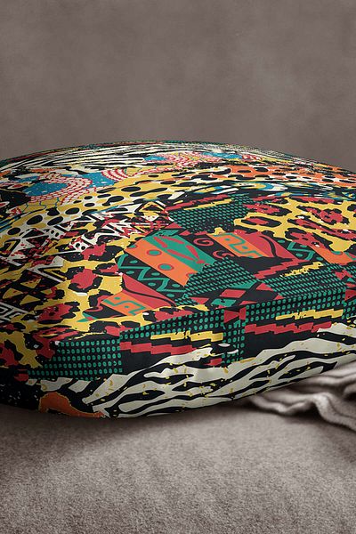 INSENSE HOME Velvet Babyface, negru, culori mixte, cu imprimeu cu zebră leopard, husă de pernă - Cgh361