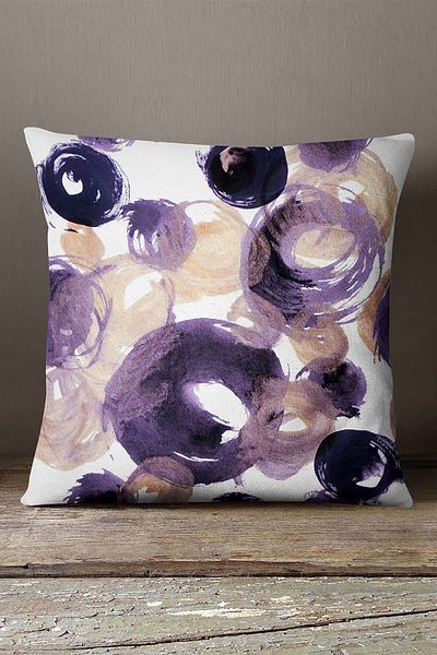 INSENSE HOME Husă de pernă catifea Babyface violet alb geometric abstract - Cgh234
