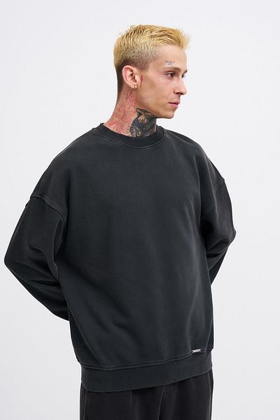 Machinist Ανδρικό πλυμένο oversize μαύρο φούτερ
