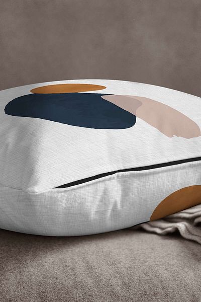 INSENSE HOME Βελούδινο Babyface Beige Navy Blue Bohemian Style Leaf μοτίβο με εμπριμέ μαξιλαροθήκη Cgh701
