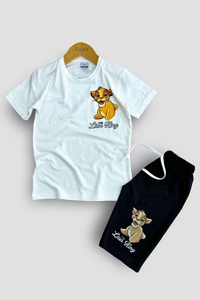 TRİLİYA Lion King Printed Children's T-shirt and Capri Set - Legendary Adventure
