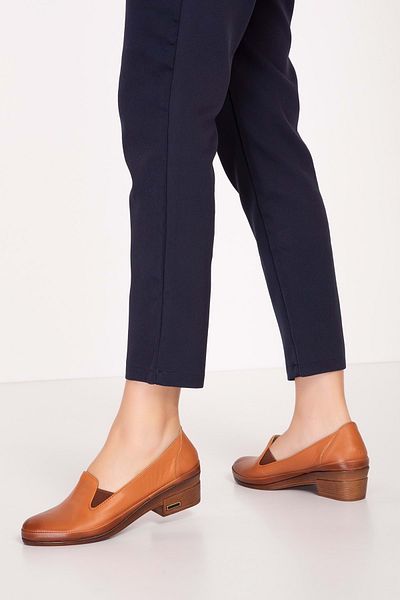 Gondol Genuine Leather Short Heeled Rubber Detailed Shoes Msa.65