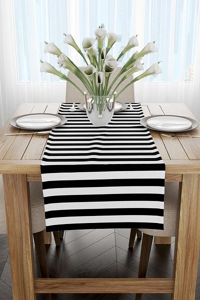 Cango Home Runner cu imprimare digitală cu model linie alb-negru Yst17-rn