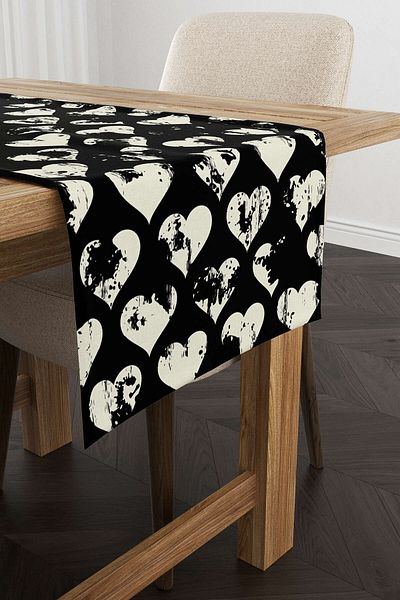 Cango Home Μαύρο Μπεζ Heart Runner - Cgh120-rn