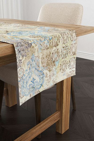 Cango Home Runner decorativ cu model etnic maro albastru - Cgh342-rn