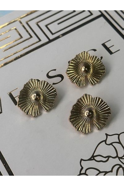 ODDA TASARIM ATÖLYESİ Custom Design Golden Cicek Pattern 40Size 3Pcs Button Set