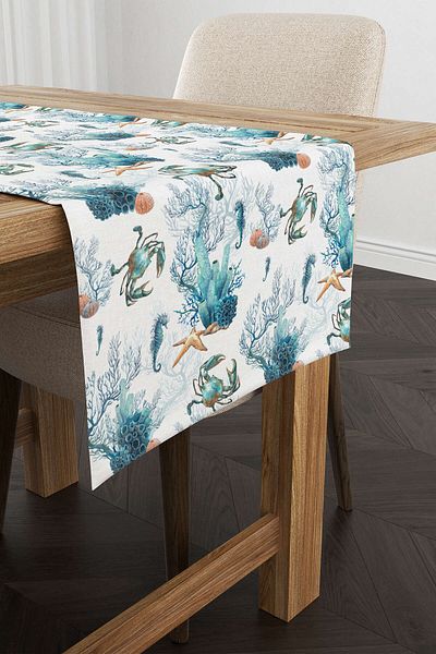Cango Home Red Blue Marine Patterned Digital Printed Runner Cgh1154-rn