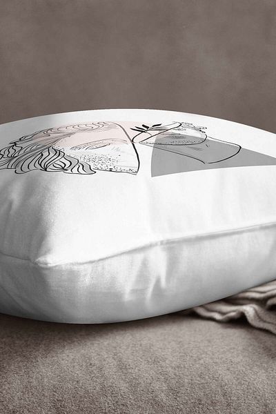 INSENSE HOME Βελούδινο Babyface Λευκό Ροζ Μοντέρνο Γλυπτό Φιγούρα Ψηφιακή εμπριμέ θήκη μαξιλαριού Cgh539